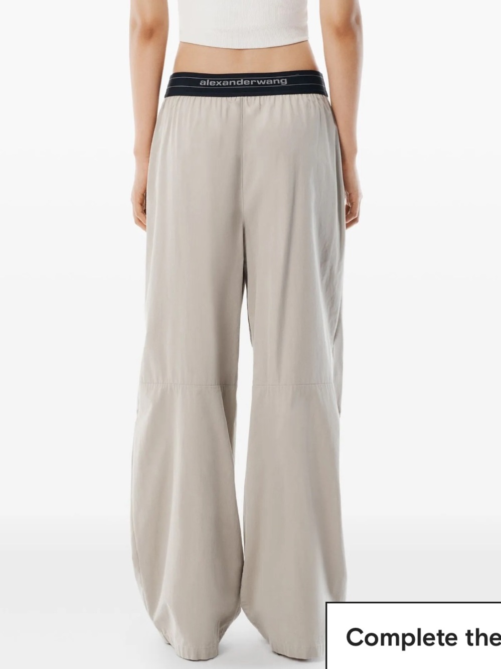 Alexander Wang Beige Wide-Leg Logo Waistband Chinos